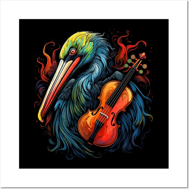 Pelican Playing Violin Wall Art by JH Mart